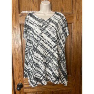 Chicos Easywear Womens Black & White Tunic Top Size 2 Polyester/Spandex